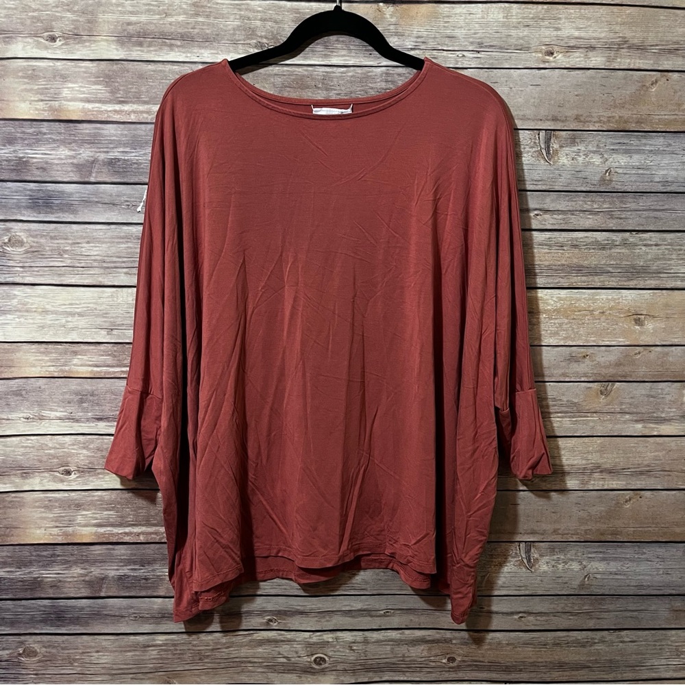 Marla Wynne Chico's Oversize Boxy Tee Knit Top Terra Cotta Size Small B3